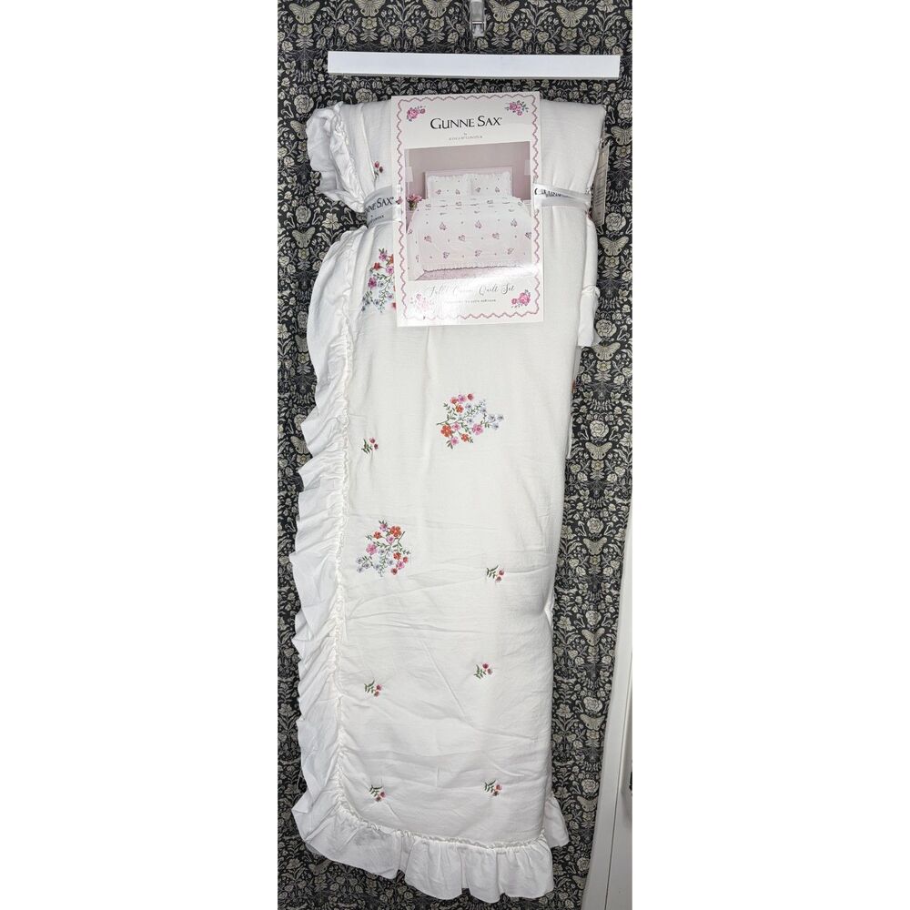 Gunne Sax by Jessica McClintock Floral Ruffle Quilt Set Full/Queen Vintage Look - Picture 3 of 6